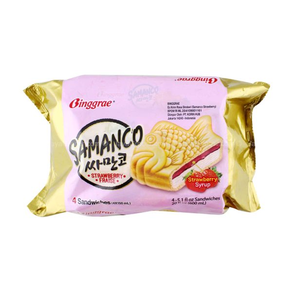 Binggrae Samanco Strawberry Sandwich Ice Cream 150ml x 4 Fashion